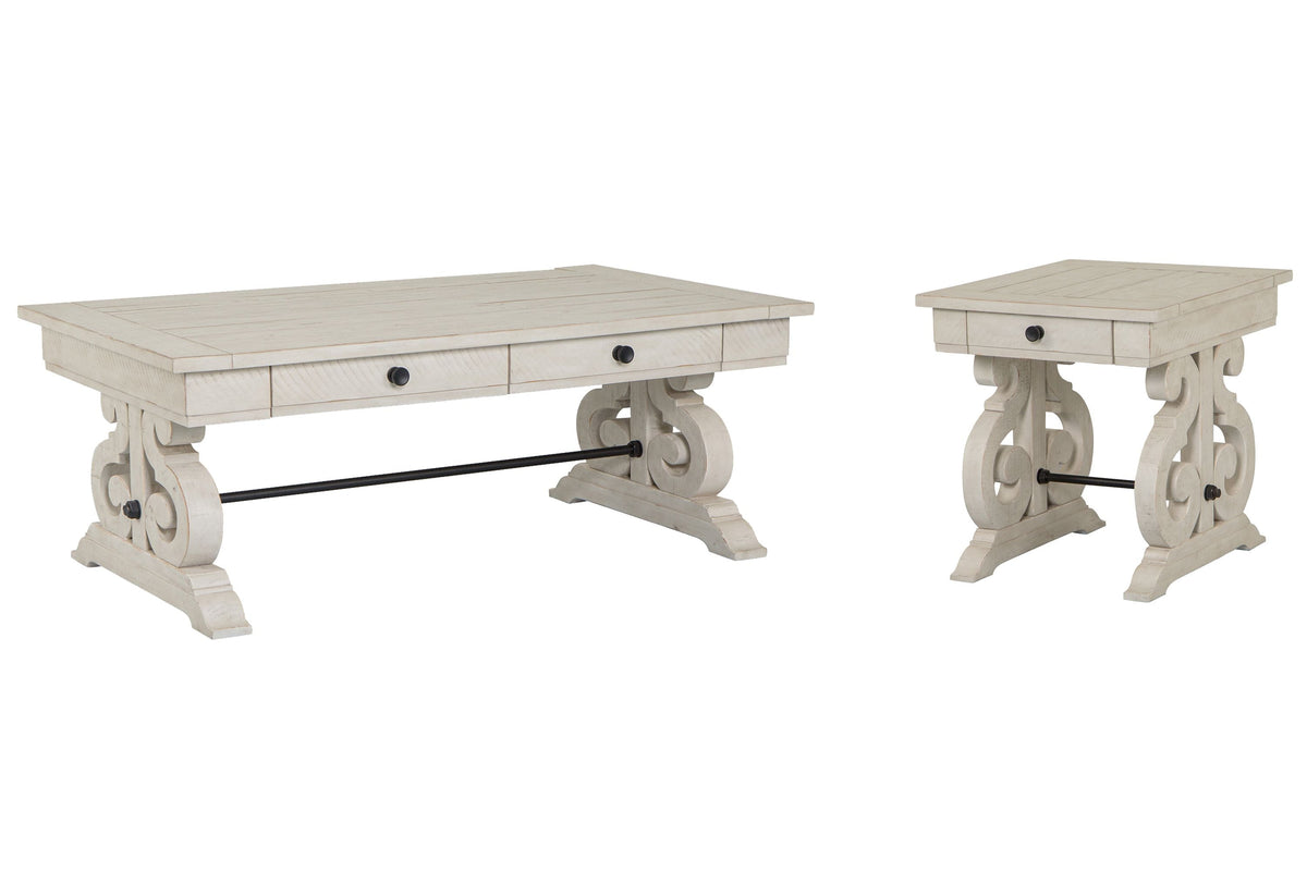 Magnussen Home Bronwyn Alabaster Rectangular Cocktail Table With End Table