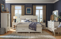 Magnussen Home Willowbrook Egg Shell White California King Panel Storage Bed With Open Nightstand