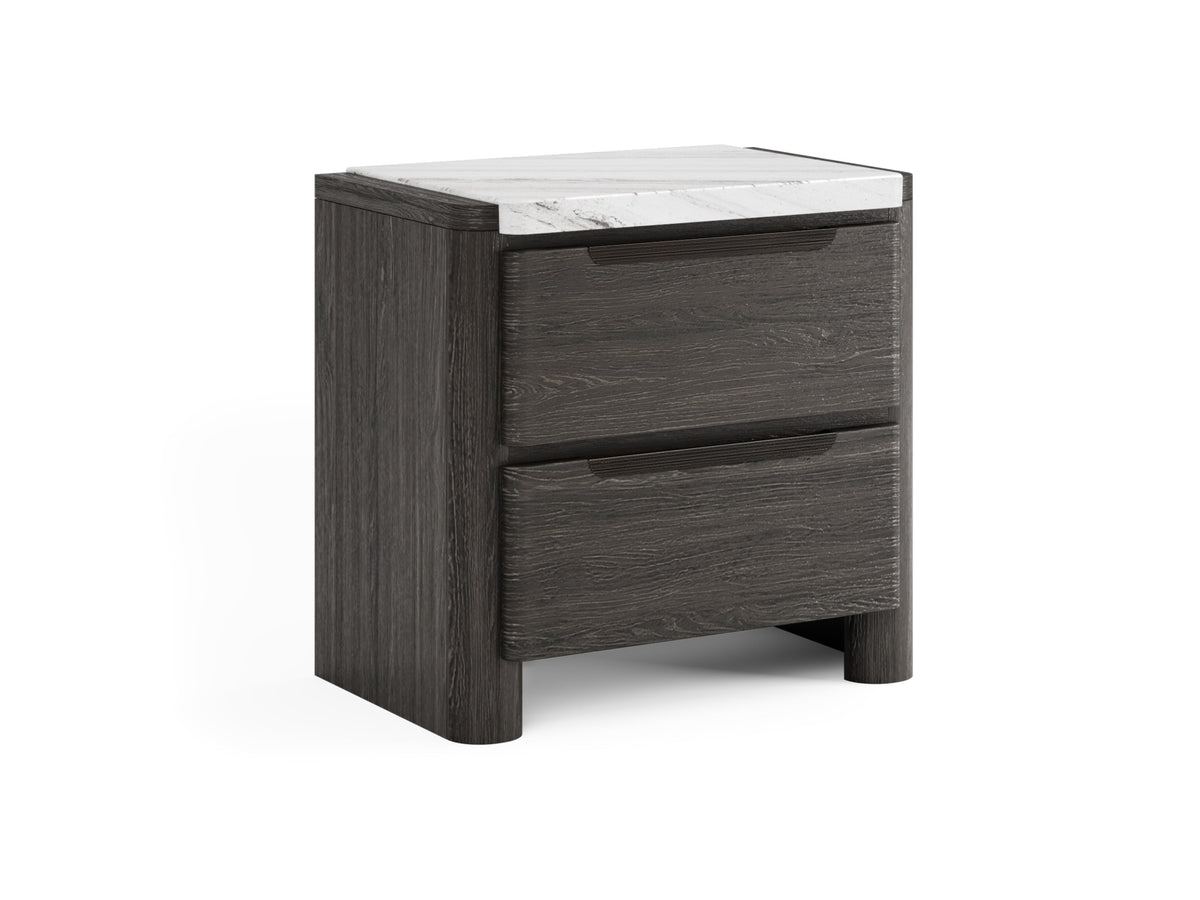 Magnussen Home Keaton Black Queen Upholstered Panel Bed With Nightstand
