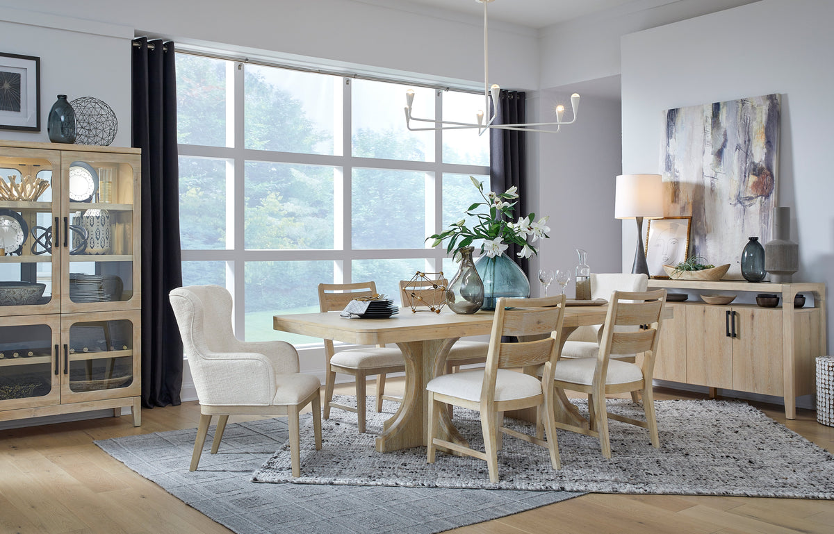 Magnussen Home Somerset Butternut Extendable Trestle Dining Table With 6 Side Chairs