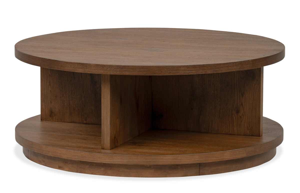 Magnussen Home Oswald Brown Round Cocktail Table With 2 End Tables