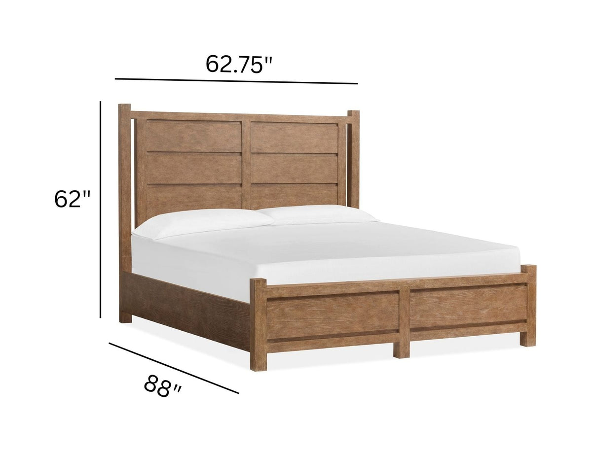 Magnussen Home Plum Creek Sierra Brown Queen Panel Bed 2 Nightstands And Drawer Dresser With Landscape Mirror