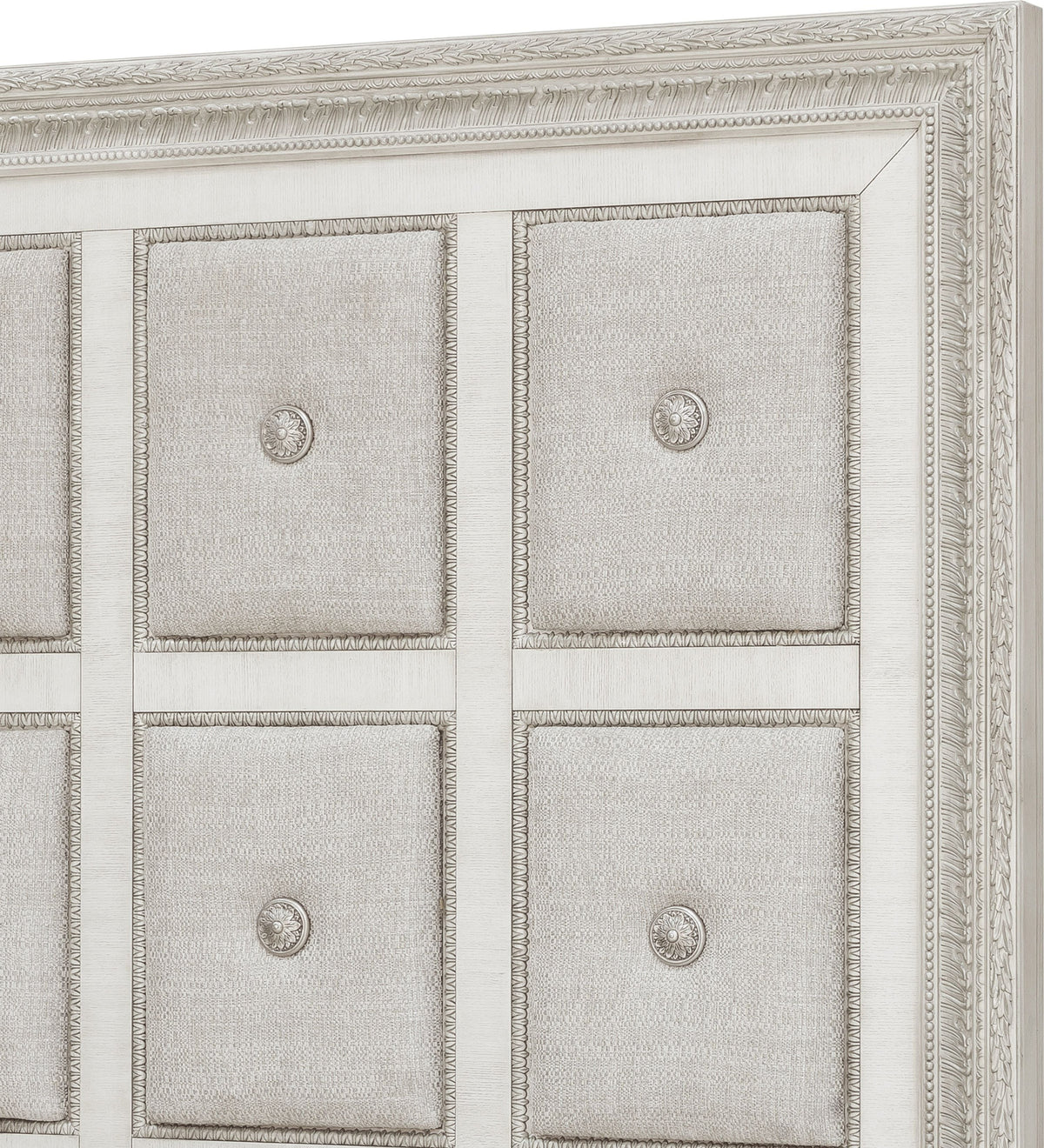 Pulaski Camila Creamy White Queen Upholstered Bed With Nightstand