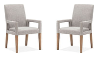 Magnussen Home Lindon Belgian Wheat Extendable Rectangular Dining Table With 2 Grey Side Chairs And 2 Arm Chairs