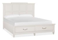 Magnussen Home Willowbrook Egg Shell White California King Panel Storage Bed With Open Nightstand