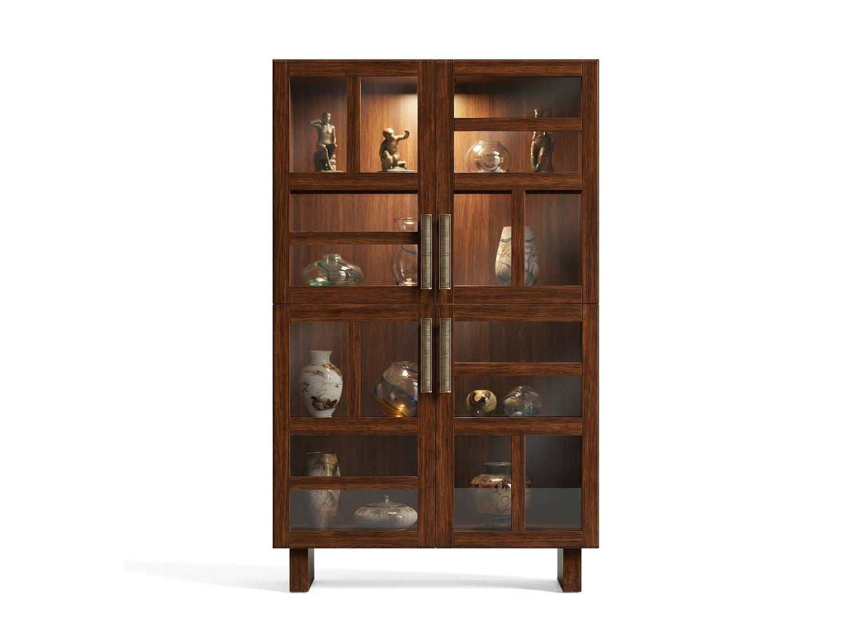 Magnussen Home Reena Rich Brown Extendable Trestle Dining Table With 2 Side Chairs 2 Host Chairs Bench Sideboard And Display Cabinet
