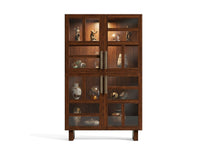 Magnussen Home Reena Rich Brown Extendable Trestle Dining Table With 2 Side Chairs 2 Host Chairs Bench Sideboard And Display Cabinet