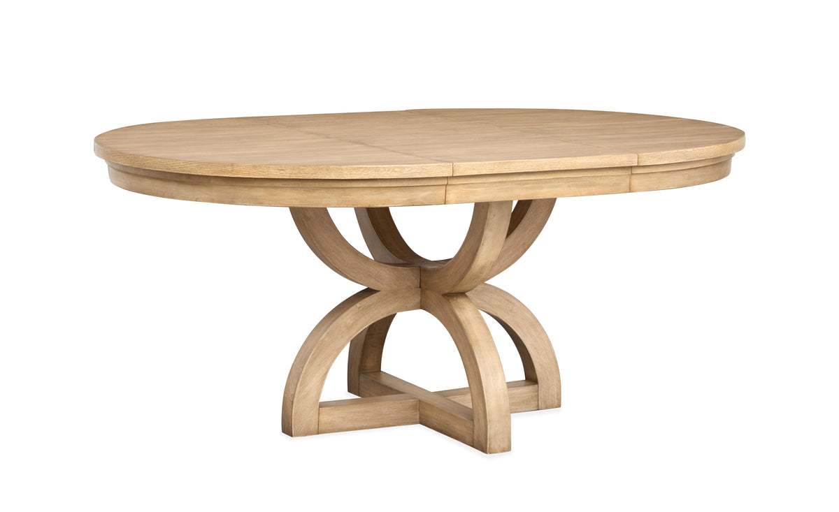 Magnussen Home Coventry Honey Maple Extendable 48" Round Dining Table With 4 Upholstered Side Chairs