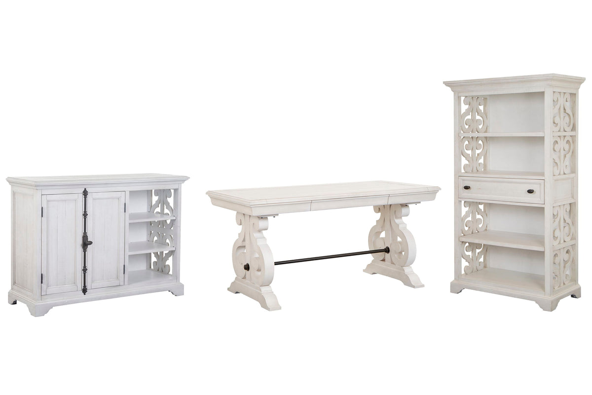 Magnussen Home Bronwyn Alabaster Writing Desk With Printer Stand And Bookcase