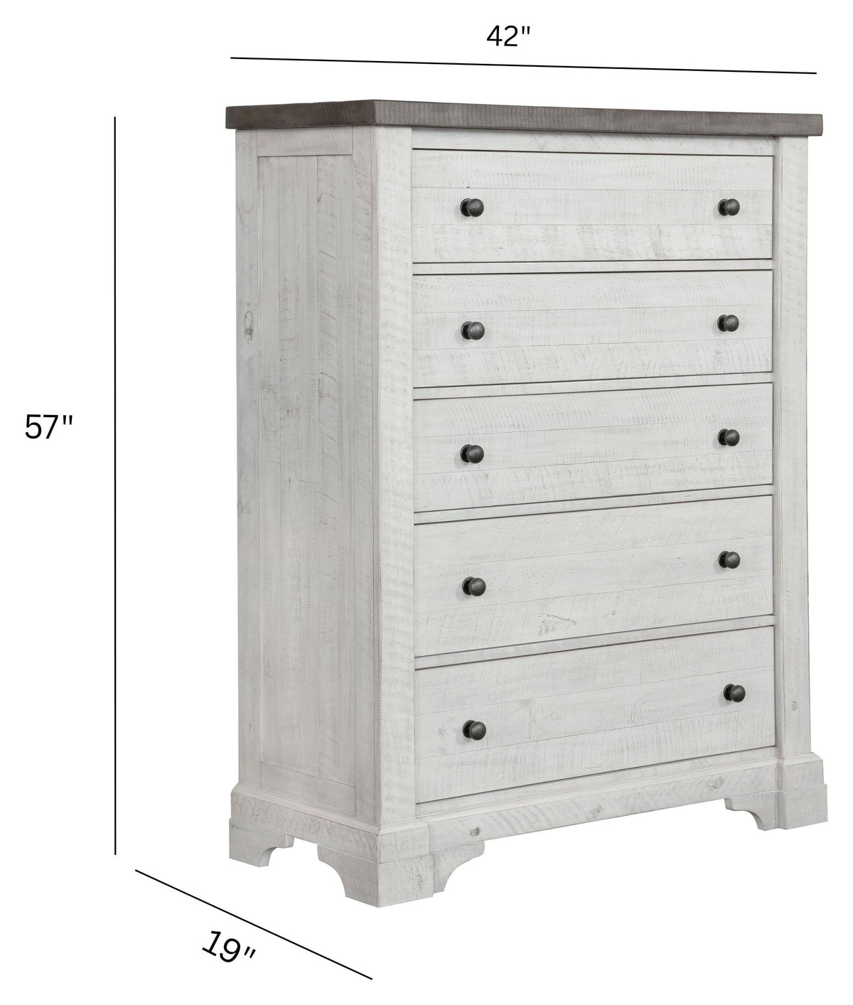 Samuel Lawrence Valley Ridge Distressed White 5 Drawer Chest