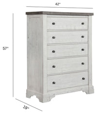 Samuel Lawrence Valley Ridge Distressed White 5 Drawer Chest