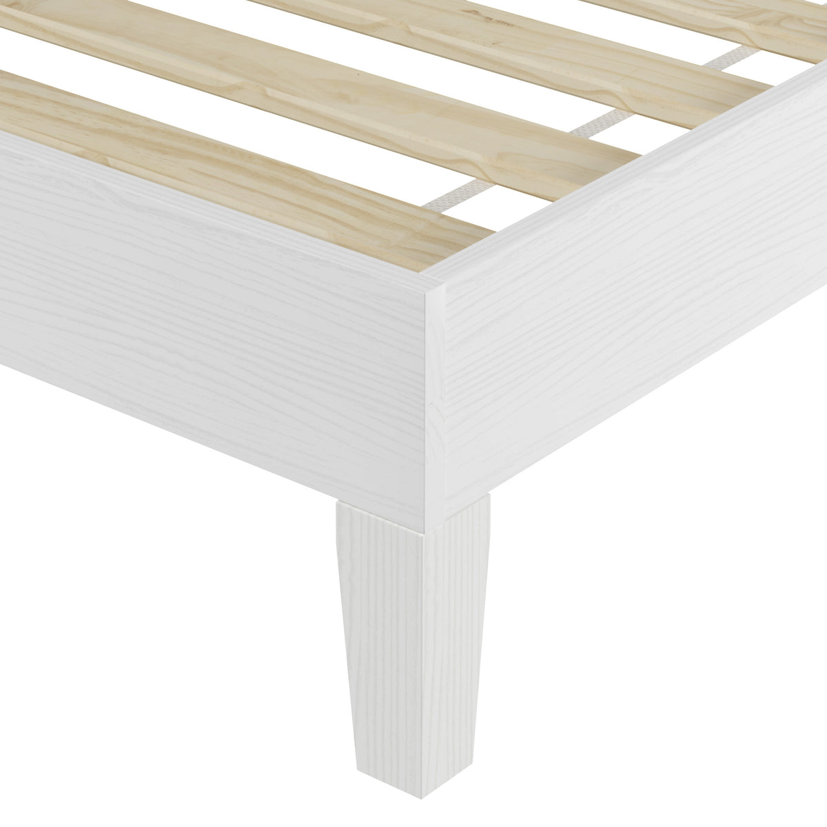 Nix Solid Wood King Platform Bed, White