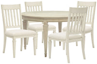 Magnussen Home Newport Alabaster Extendable Round Dining Table With 4 Side Chairs