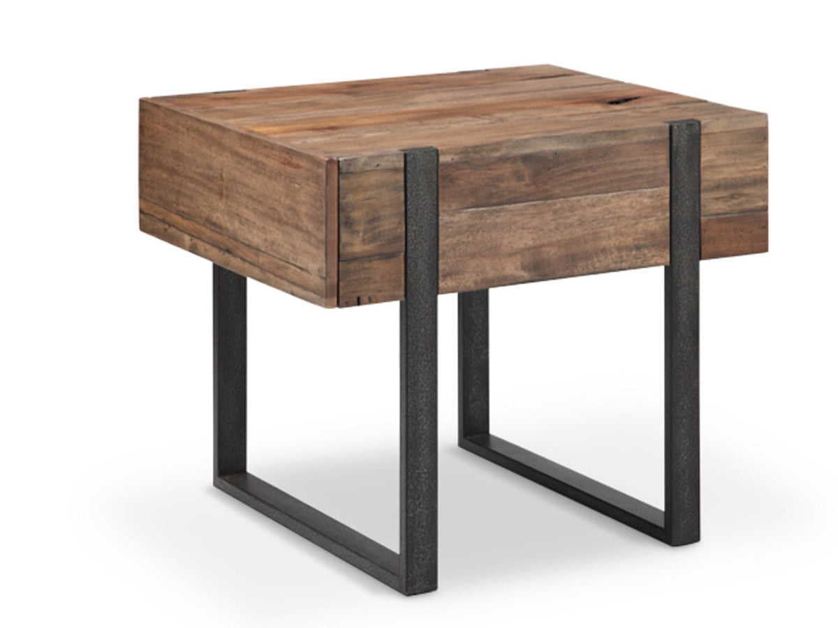Magnussen Home Prescott Rustic Honey And Distressed Iron Condo Rectangular Cocktail Table With 2 End Table And Sofa Table
