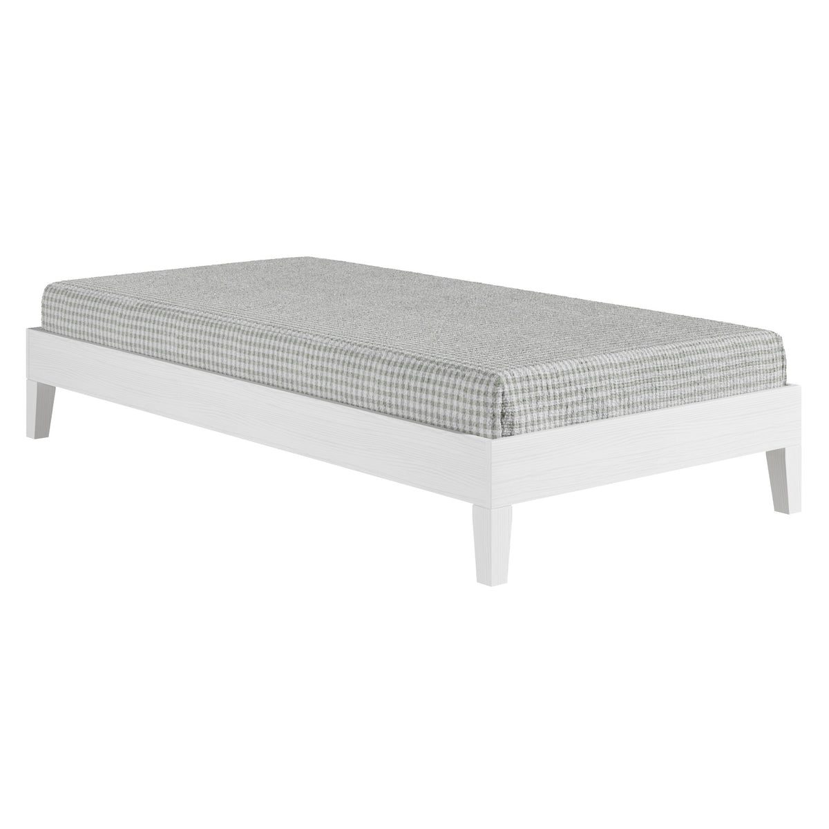 Nix White Solid Wood Platform Bed, Twin
