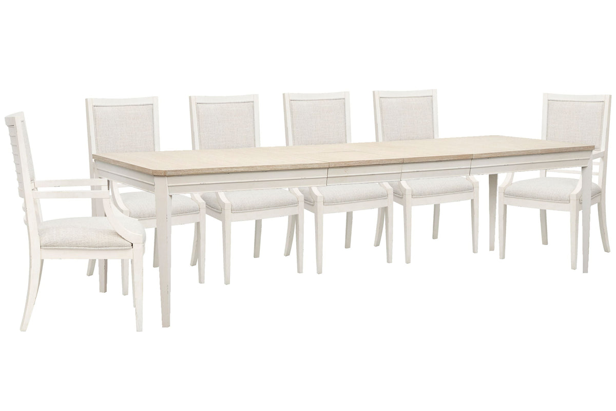 Salt Life Home Echo Isles Sea Pearl And Driftwood Extendable Rectangular Dining Table With 6 Arm Chairs