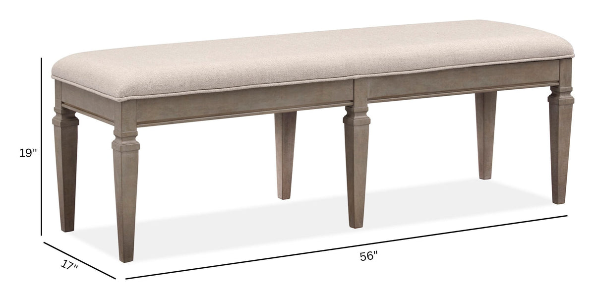Magnussen Home Lancaster Dovetail Grey Extendable Rectangular Dining Table With 2 Side Chairs 2 Host Chairs Bench Server And Dining Cabinet