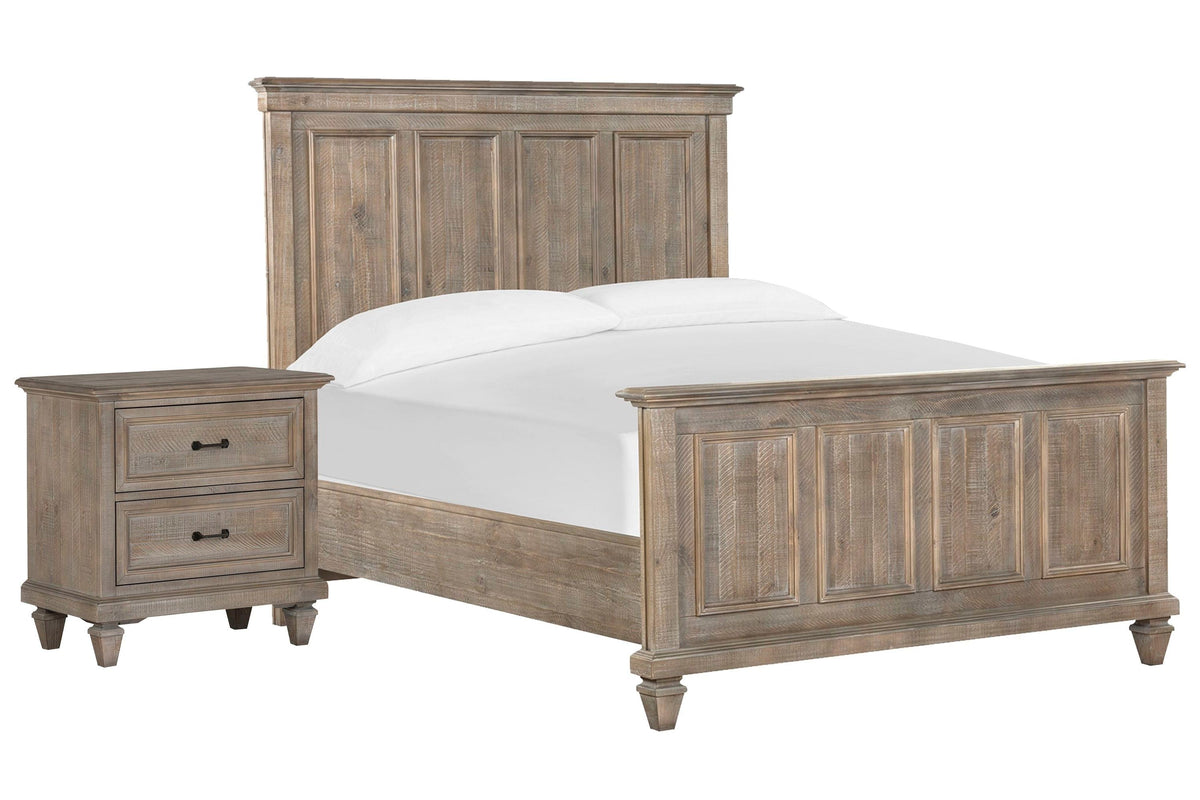 Magnussen Home Lancaster Dovetail Grey Queen Panel Bed With Nighstand