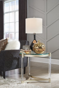 Magnussen Home Silas Platinum And Clear Acrylic Round End Table