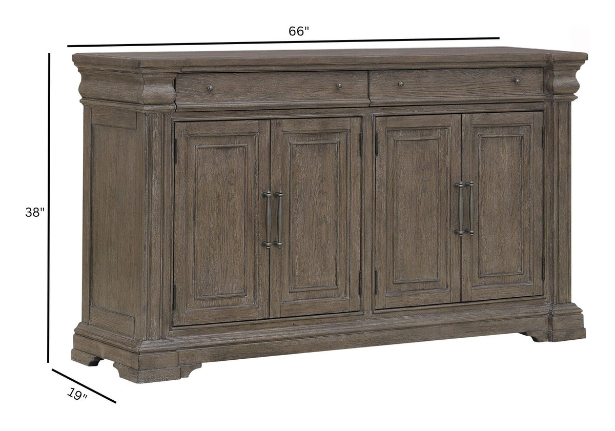 Pulaski Madison Ridge Natural Bark Extendable Leg Dining Table With 4 Side Chairs 2 Arm Chairs And Server
