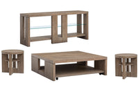 Magnussen Home Conway Spiced Brown Square Cocktail Table With 2 Round End Table And Console Sofa Table