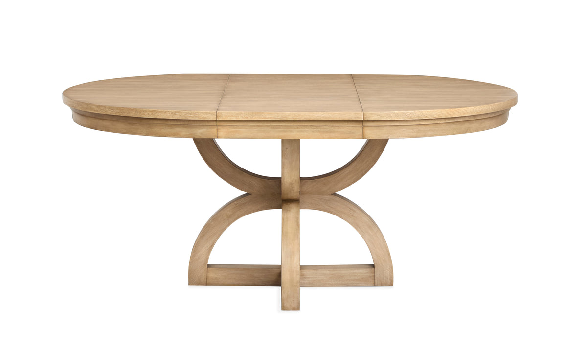 Magnussen Home Coventry Honey Maple Extendable 48" Round Dining Table With 4 Upholstered Side Chairs