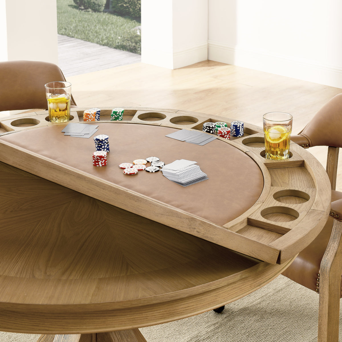Rylie Dining Table with Game Top, Natural Finish