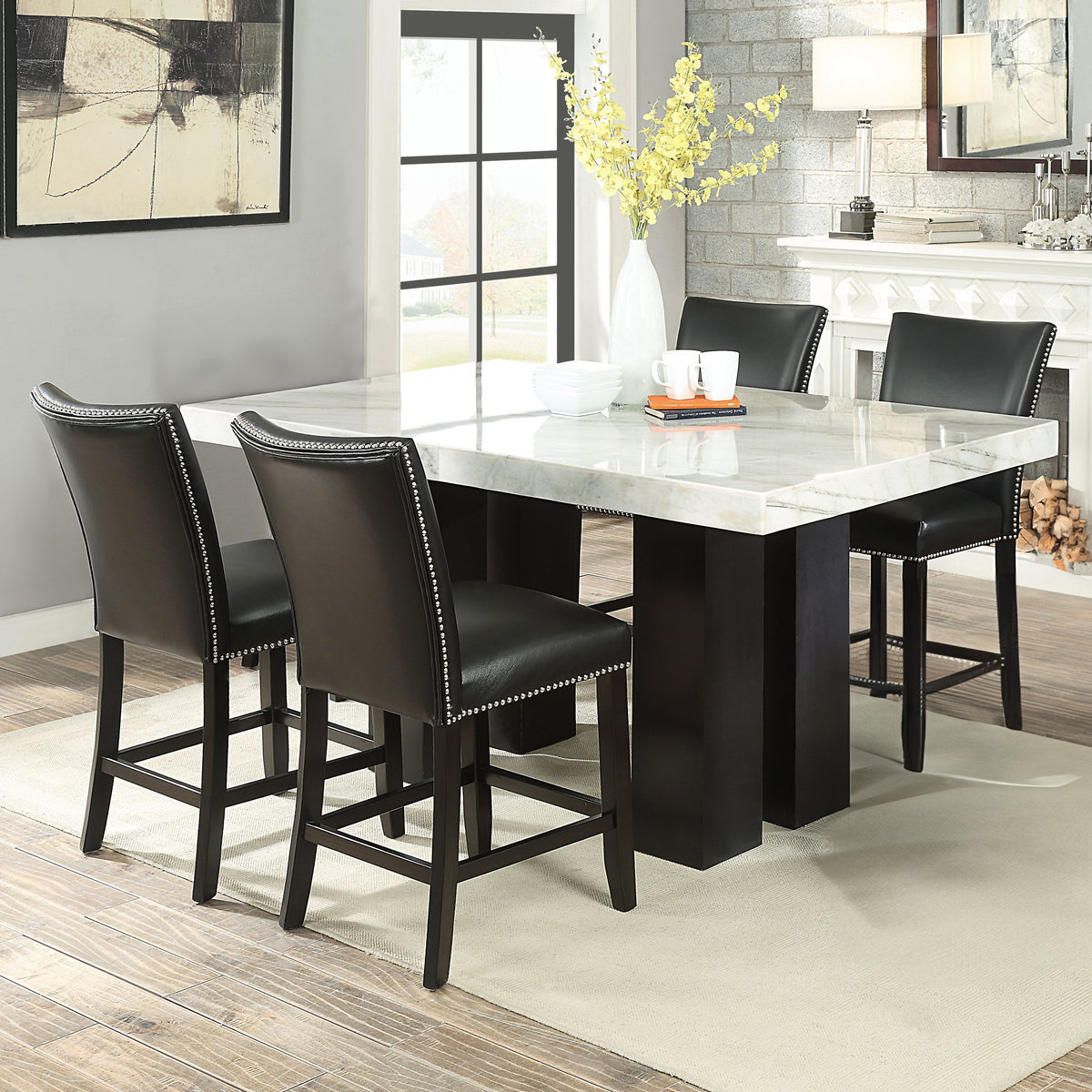 Camila 5PC Rectangle Counter Set Black Chair