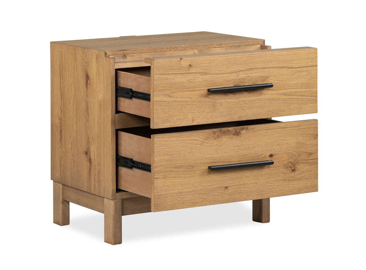 Magnussen Home Davenport Rustic Caramel Queen Panel Bed With 2 Nightstands