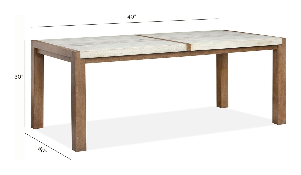 Magnussen Home Plum Creek Sierra Brown Rectangular Dining Table With 2 Upholstered Side Chairs And Bench
