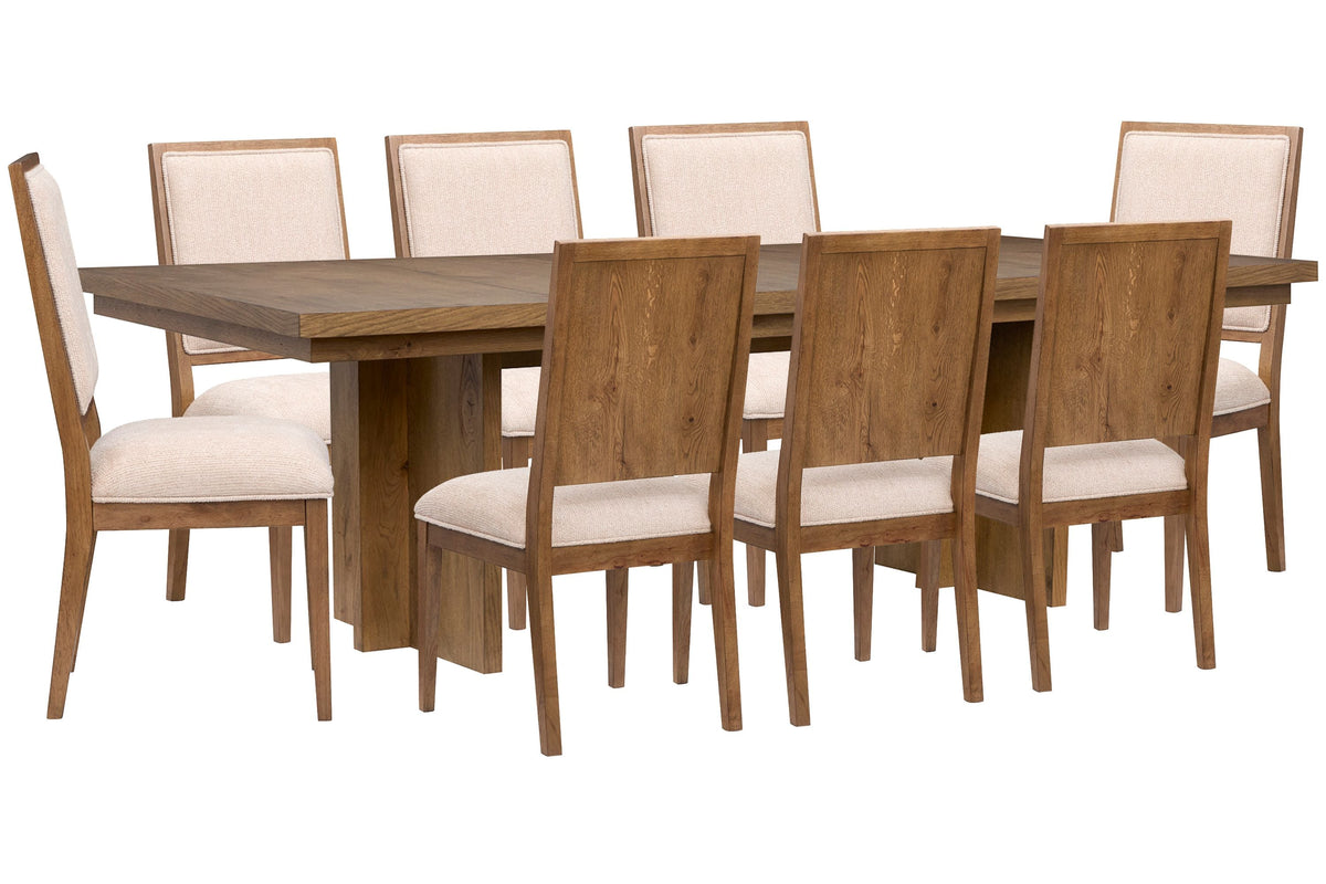 Magnussen Home Marcel Harvest Brown Extendable Trestle Dining Table With 8 Side Chairs
