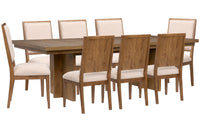 Magnussen Home Marcel Harvest Brown Extendable Trestle Dining Table With 8 Side Chairs