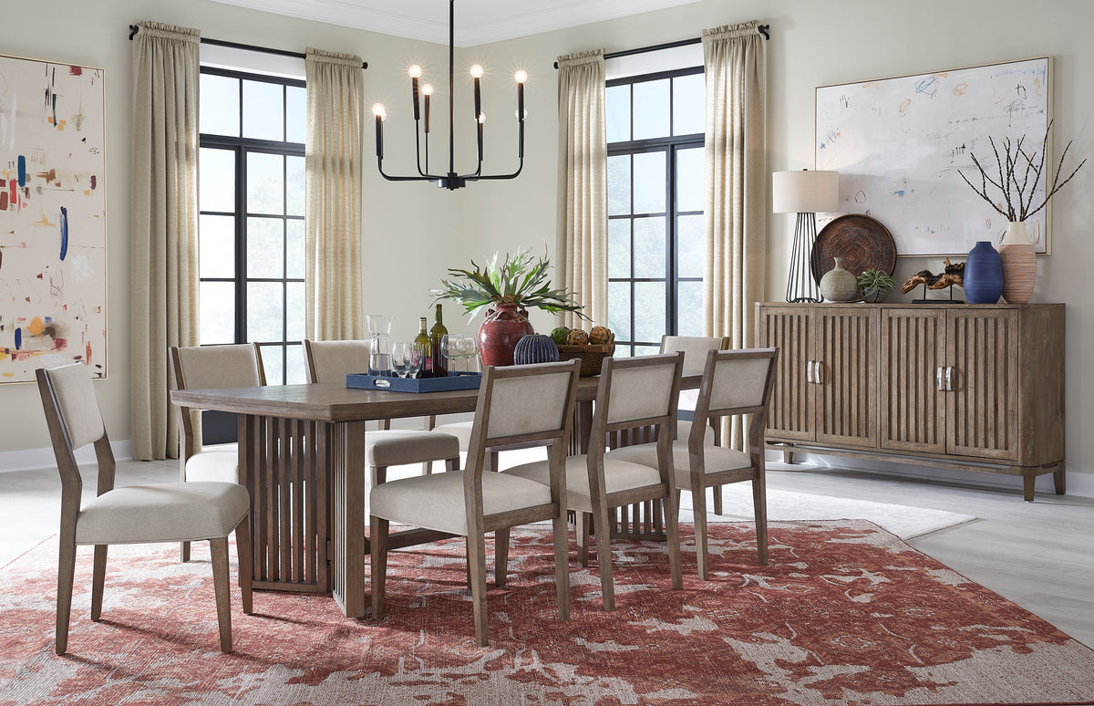Magnussen Home Kavanaugh Weathered Kona Brown Trestle Dining Table