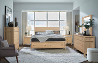 Magnussen Home Merrifield Sandstone Beige King Panel Storage Bed With Nightstand