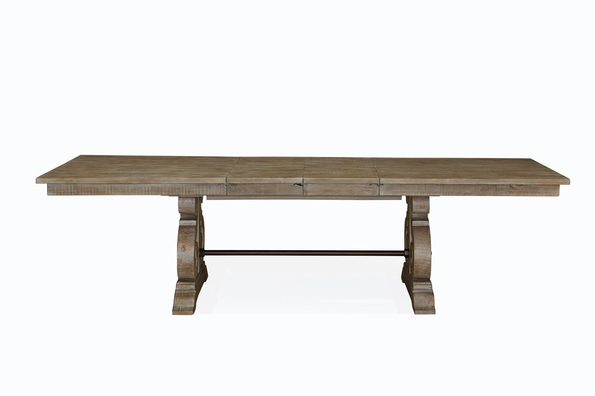 Magnussen Home Tinley Park Dove Tail Grey Extendable Rectangular Dining Table With 2 Side Chairs Bench Server And Dining Cabinet