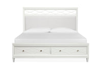 Magnussen Home Springhouse Whisper White King Upholstered Panel Storage Bed