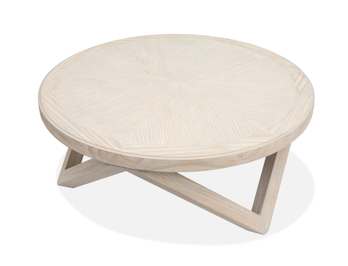 Magnussen Home Bostwick Coconut Cream Round Cocktail Table With 2 End Table