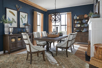 Magnussen Home Roxbury Manor Homestead Brown Extendable Rectangular Dining Table With 6 Arm Chairs