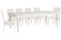 Magnussen Home Willowbrook Egg Shell White Extendable Rectangular Dining Table With 6 Upholstered Side Chairs