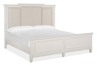 Magnussen Home Willowbrook Egg Shell White California King Panel Upholstered Bed With Nightstand