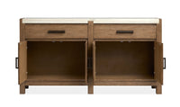 Magnussen Home Plum Creek Sierra Brown Rectangular Dining Table With 6 Upholstered Side Chairs And Server