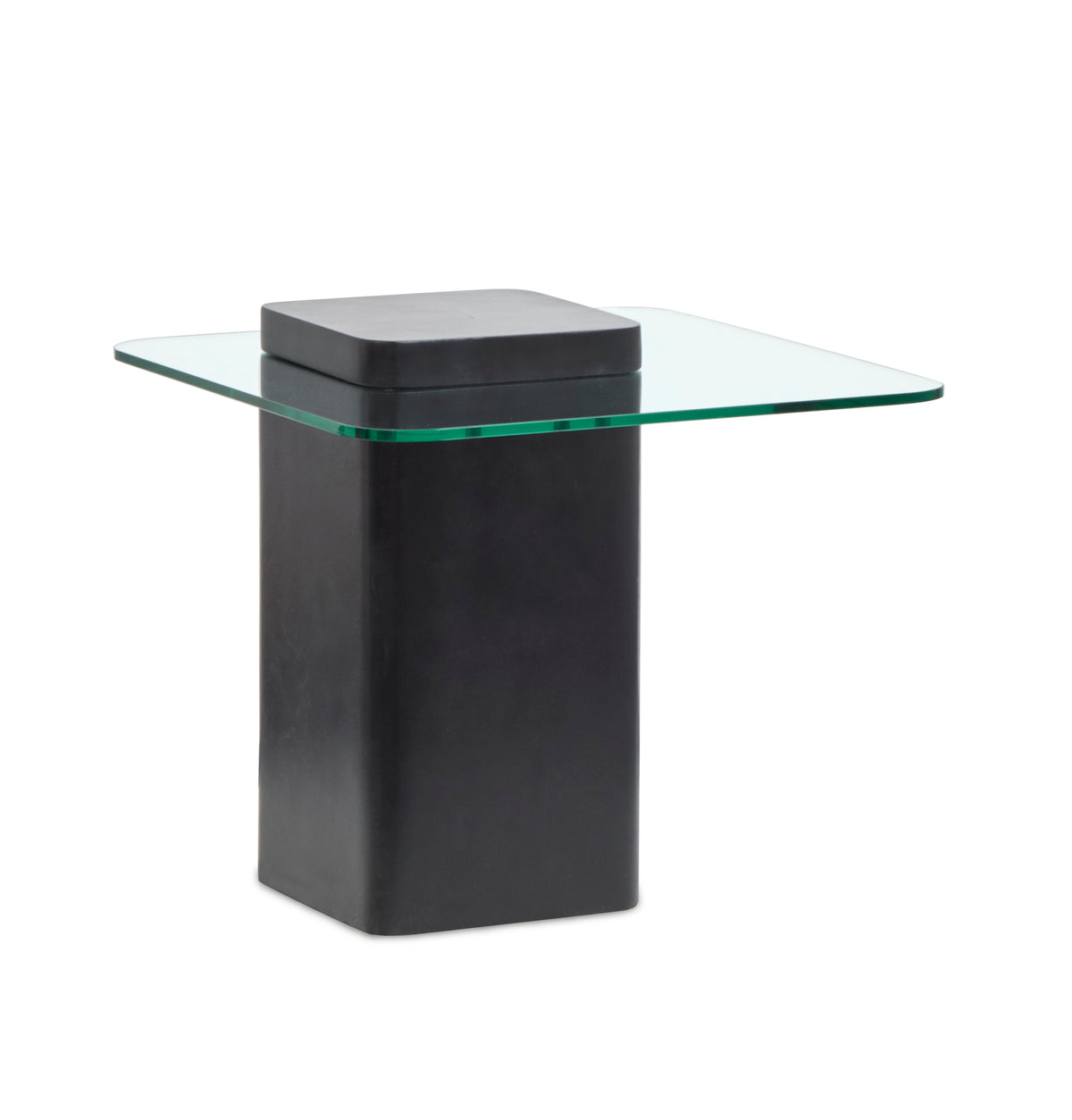 Magnussen Home Donora Clear Glass And Obsidian Square End Table