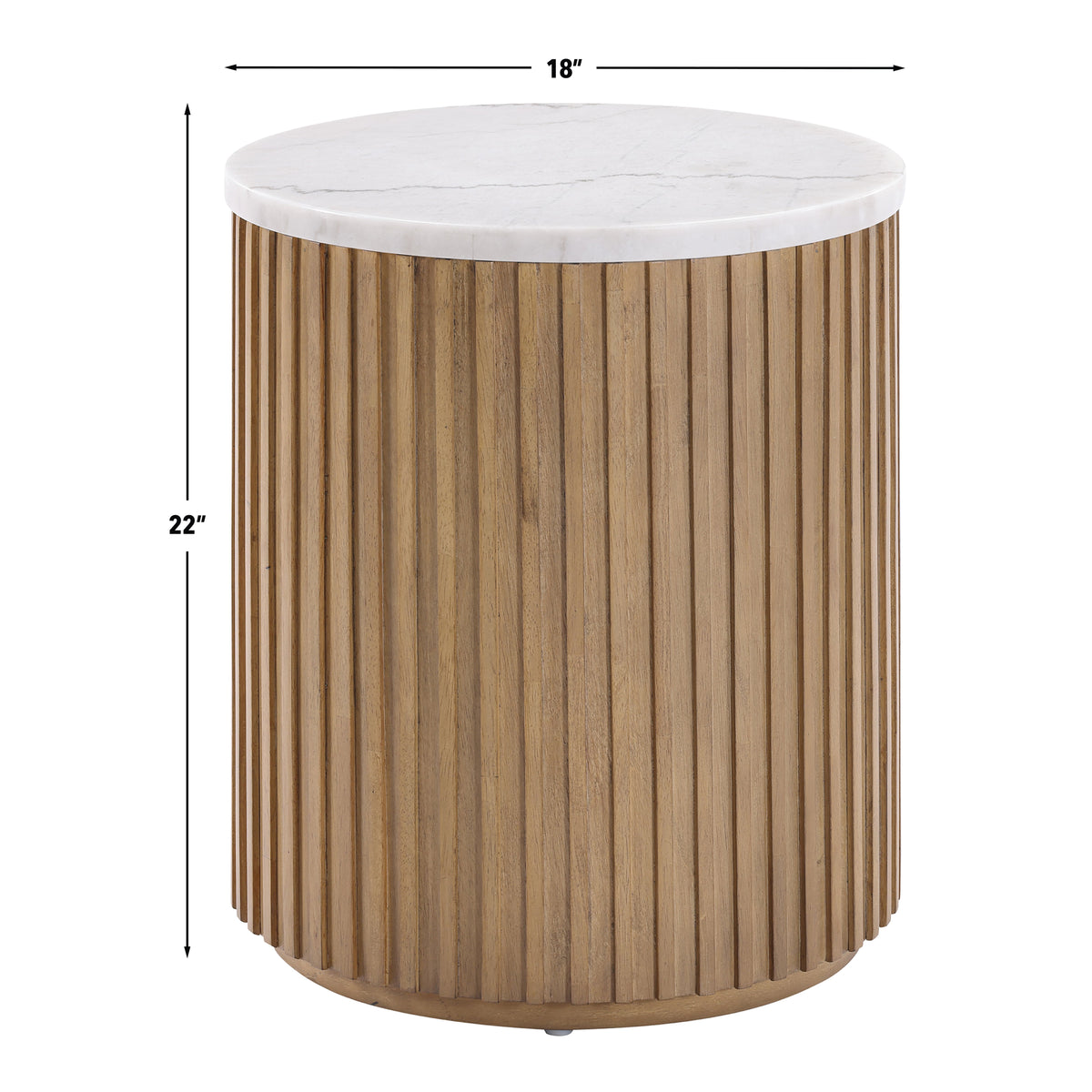 Colvin White Marble Top End Table, Toffee Finish