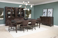Pulaski Modern Mosaic Brown Leg Dining Table With 6 Arm Chairs And Sideboard