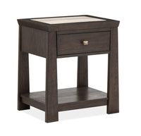Magnussen Home Tauren Coffee Bean Queen Panel Bed With Open Nightstand