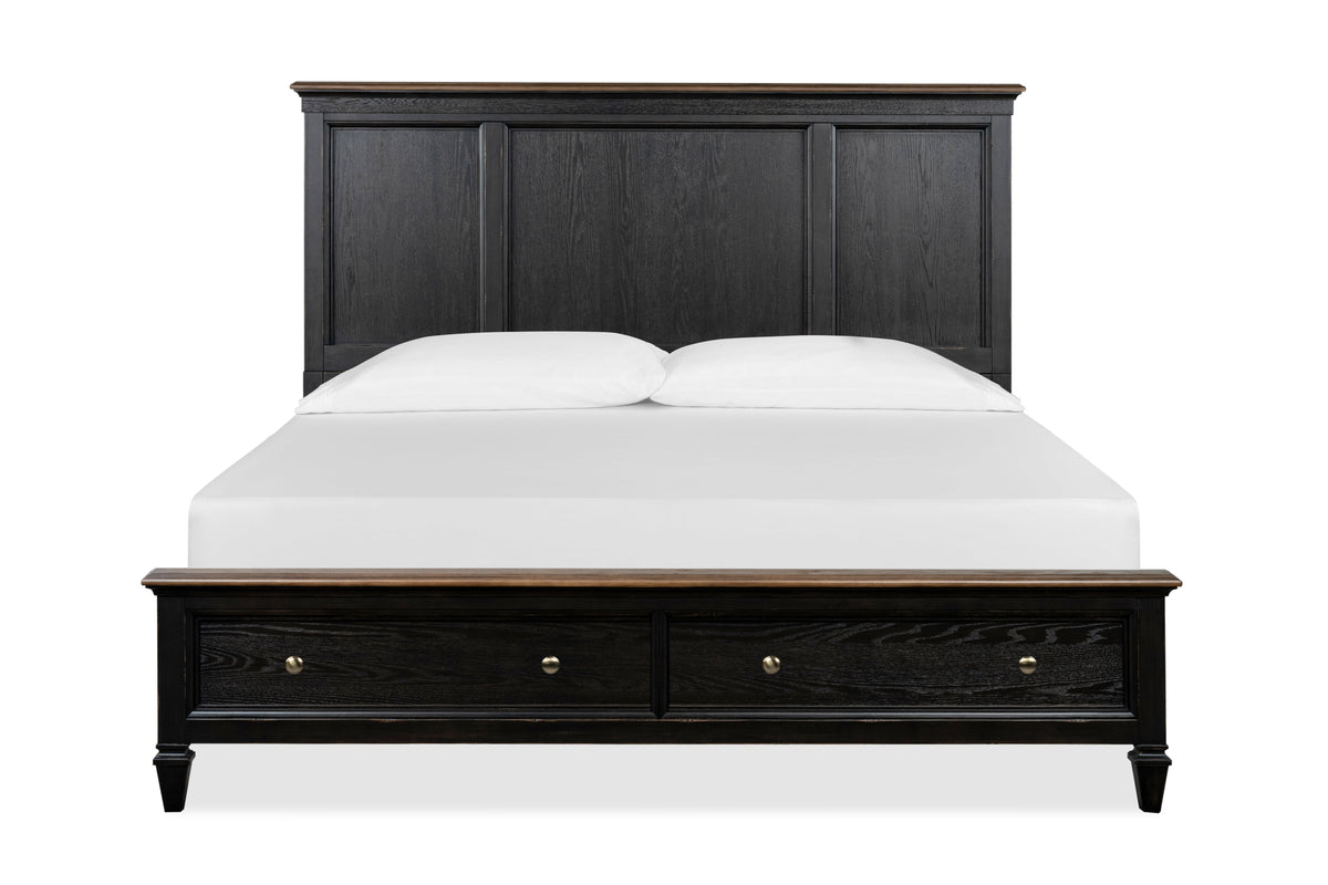 Magnussen Home Surrey Brown King Panel Storage Footboard