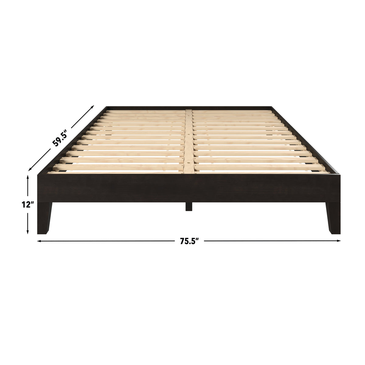 Nix Solid Wood Queen Platform Bed, Black