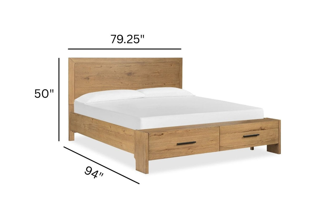 Magnussen Home Davenport Rustic Caramel King Panel Storage Bed With Nightstand