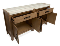 Magnussen Home Plum Creek Sierra Brown Rectangular Dining Table With 4 Side Chairs Bench Server And Display Cabinet