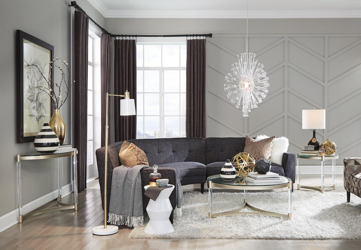 Magnussen Home Silas Platinum And Clear Acrylic Round End Table